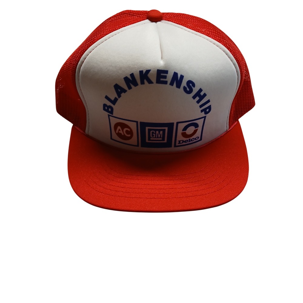 Young An Trucker Hat Mens OSFA Red Excellent Vintage Blankenship GM AC Delco Cap